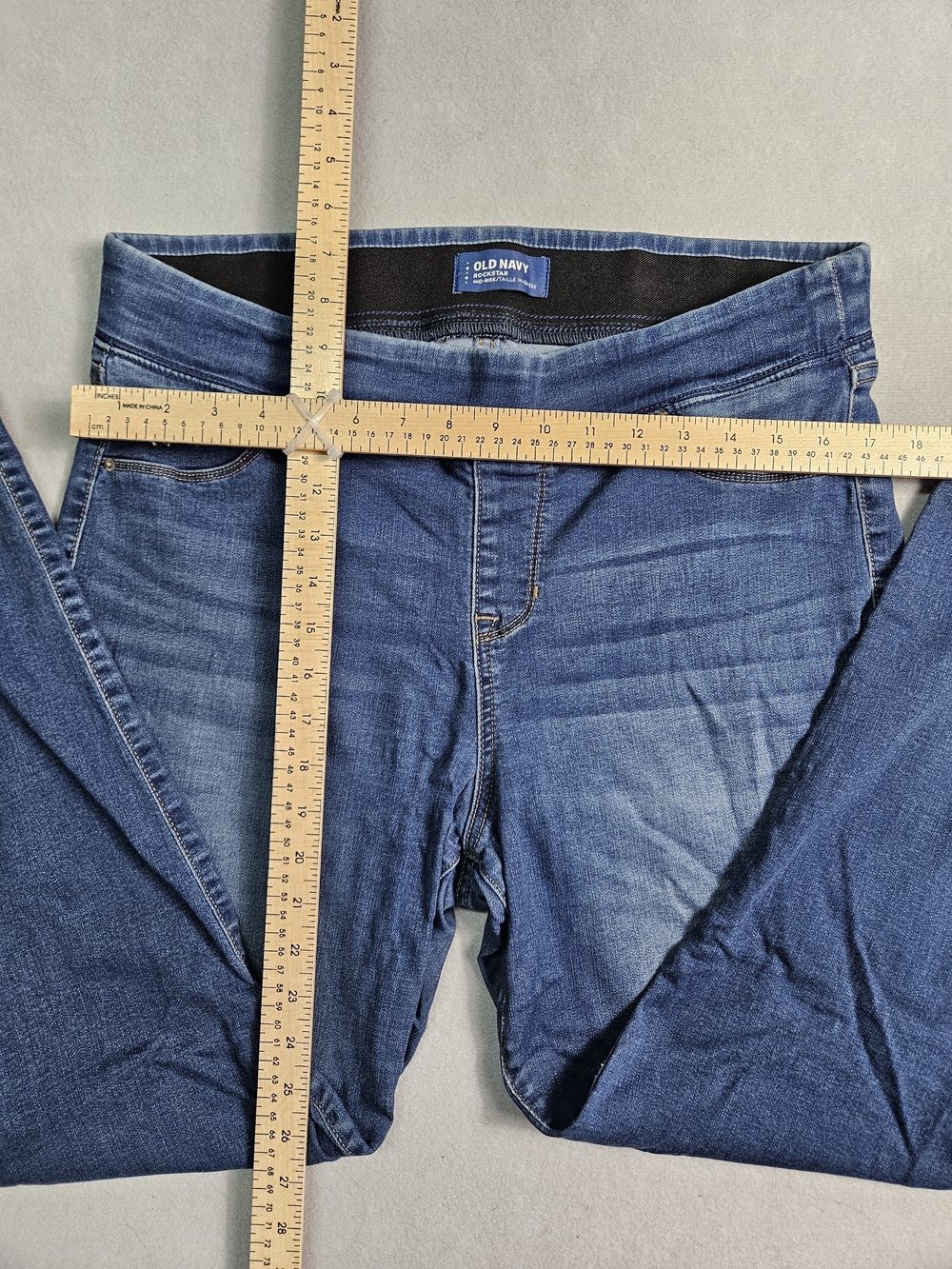 Old Navy Rockstar Mid-Rise Distressed Jeggings Blue Size 14 Regular - Picture 10 of 13